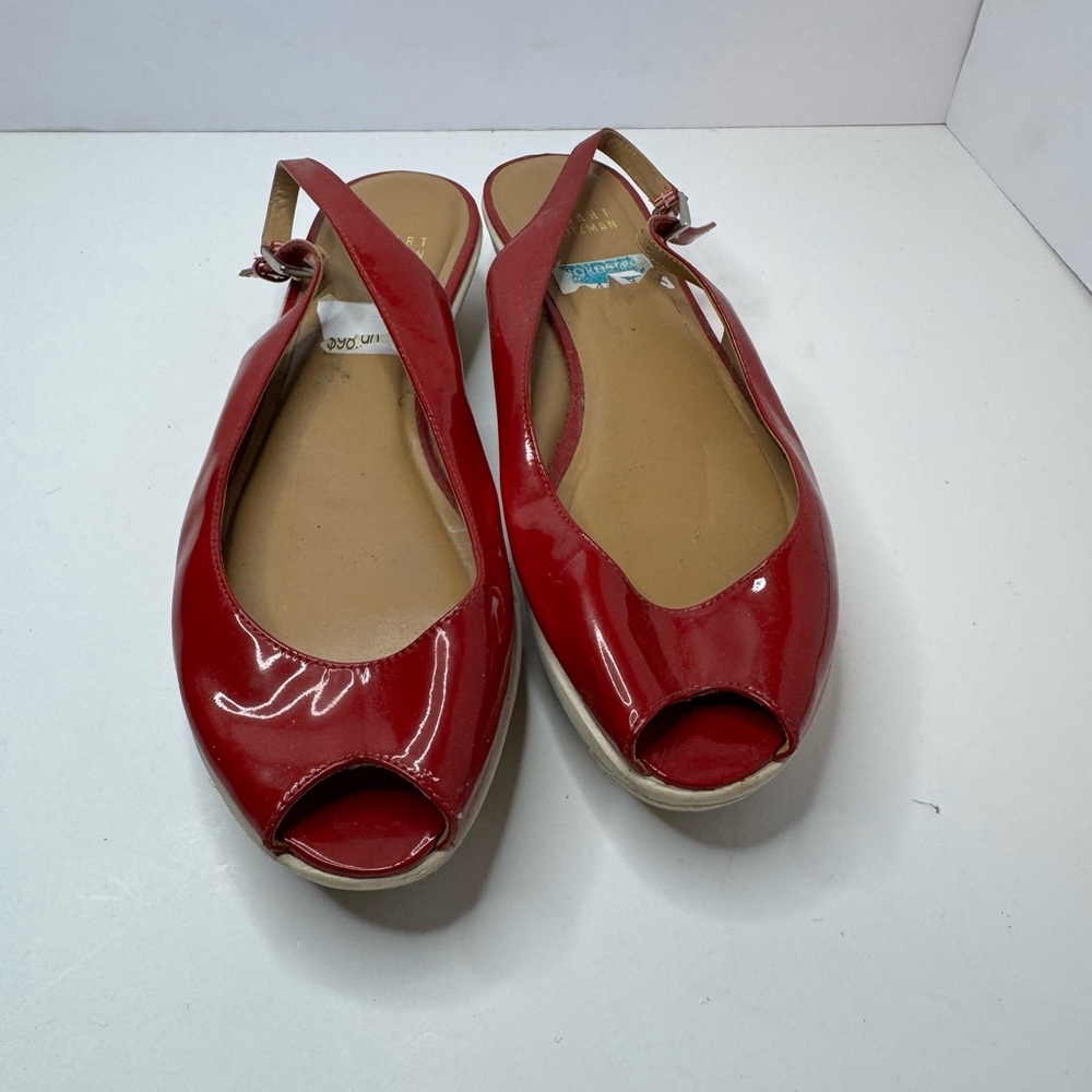 Stuart Red Peep-Toe Slingback Women Shoes Size 8.5 M